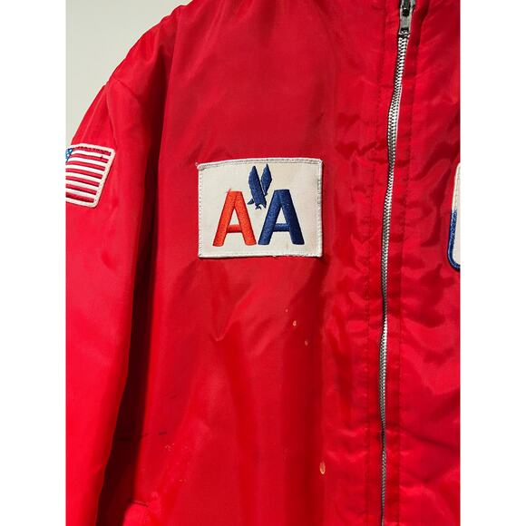 Vintage 1970s American Airlines Red Bomber Full Zip Up Jacket Size Medium JL - Picture 4 of 16